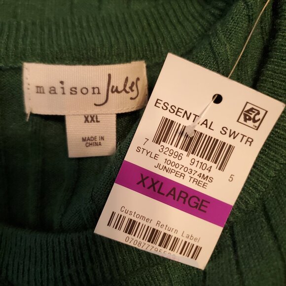 Maison Jules Juniors Green Ribbed Crew Neck Sweater XXL - Picture 8 of 10